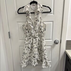 Likely size 4 Santula printed White Sleeveless Ruffle Dress‎